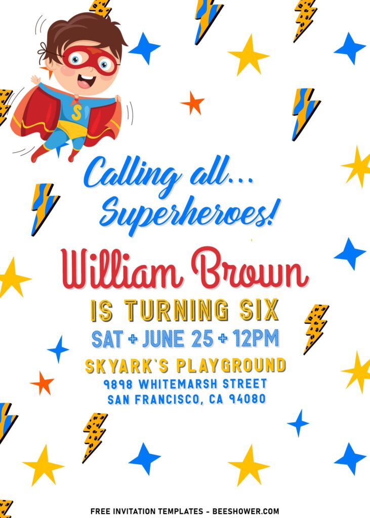 7+ Lovely Cute Cartoon Superhero Boys Birthday Invitation Templates