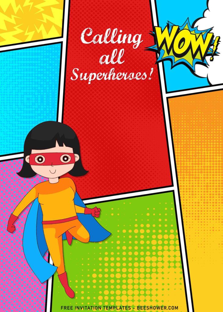 7+ All Superheroes Girl Comic Birthday Invitation Templates with colorful comic strips