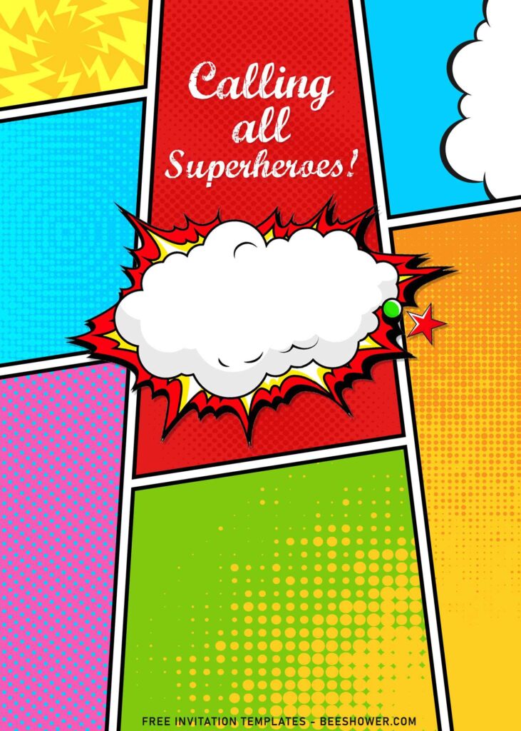 7+ All Superheroes Girl Comic Birthday Invitation Templates with comic balloon speechs