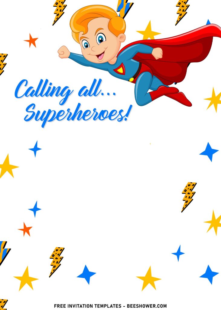 7+ Lovely Cute Cartoon Superhero Boys Birthday Invitation Templates with adorable cartoon Superman