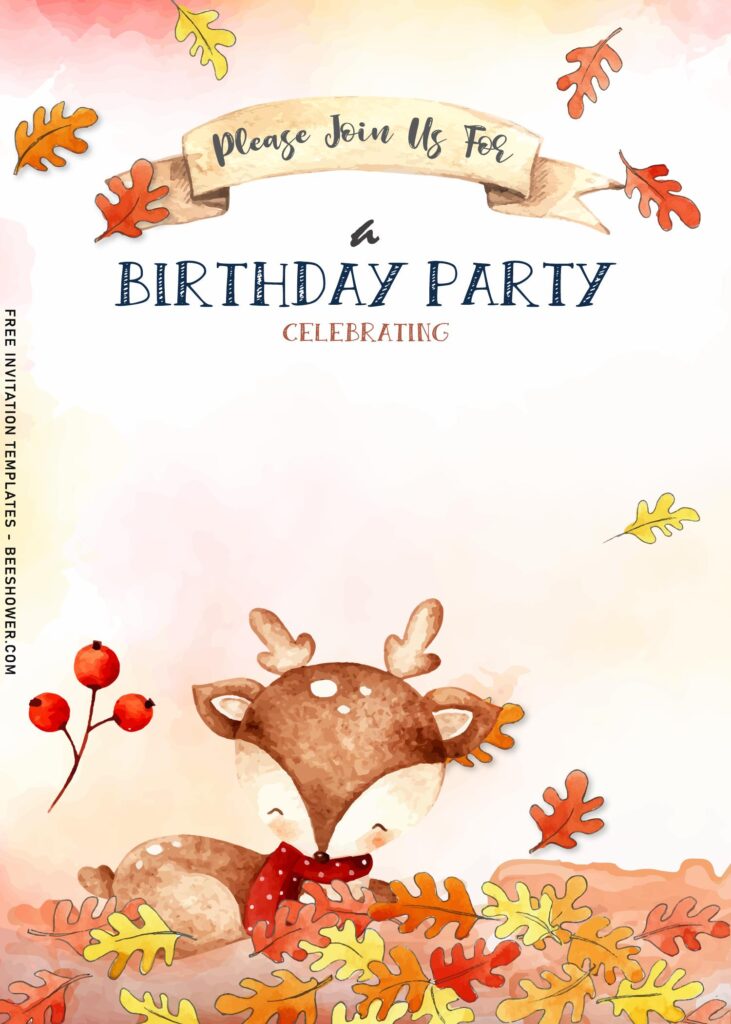 8+ Kids Autumn Themed Birthday Invitation Templates With adorable Fox