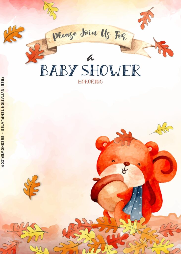8+ Kids Autumn Themed Birthday Invitation Templates With cute squirrel