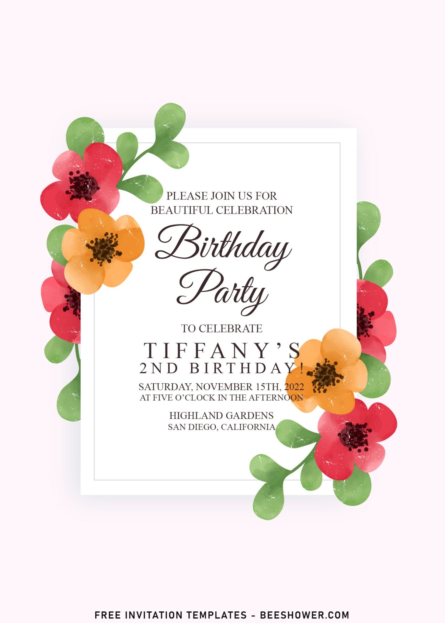 8+ Beautiful Watercolor Floral Wreath Birthday Invitation Templates ...