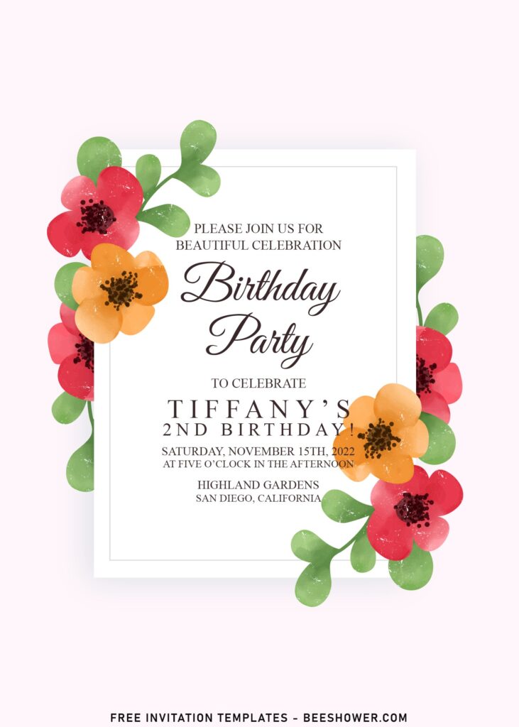 8+ Beautiful Watercolor Floral Wreath Birthday Invitation Templates