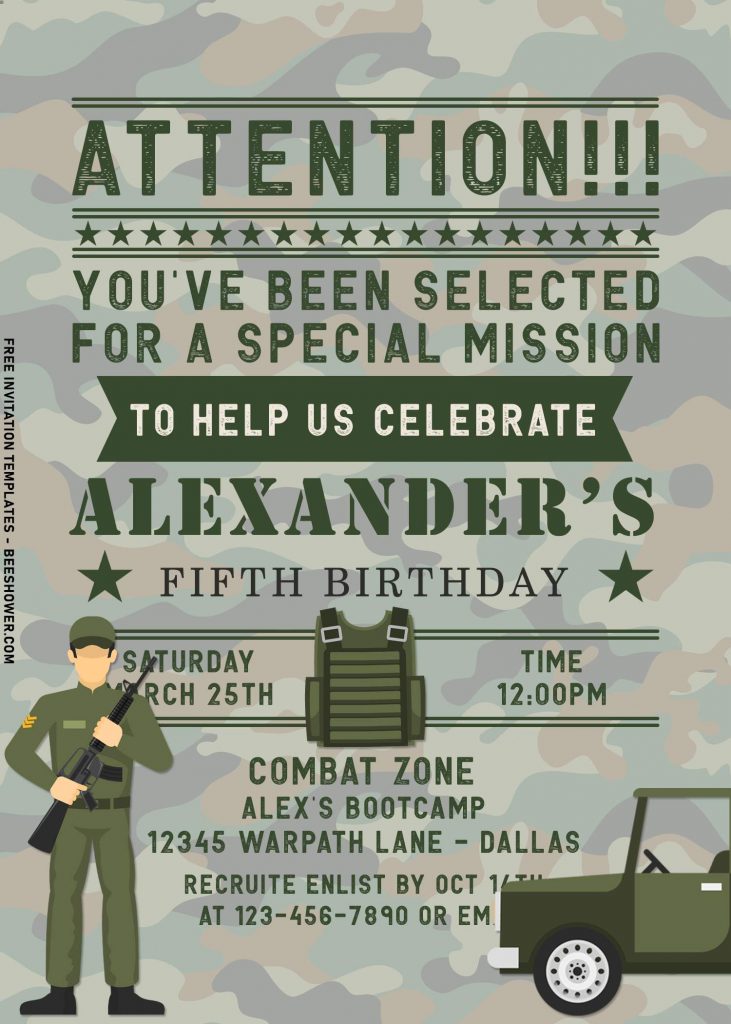 8+ Atten-Hut! Army Themed Kids Birthday Party Invitation Templates