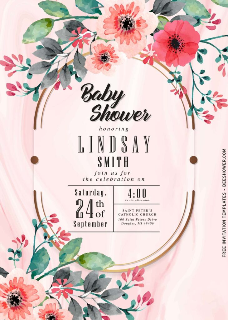 8+ Elegant Modern Baby Shower Invitation Templates With Gorgeous Floral