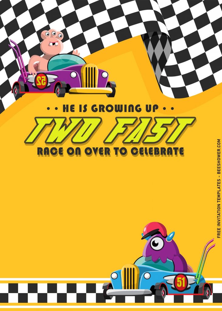 9+ Two Fast Vintage Race Car Birthday Invitation Templates For Boys with vintage blue race car