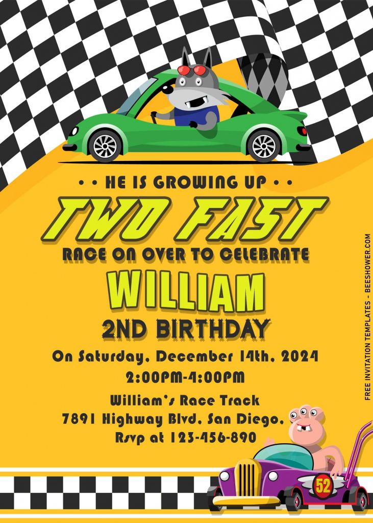 9+ Two Fast Vintage Race Car Birthday Invitation Templates For Boys