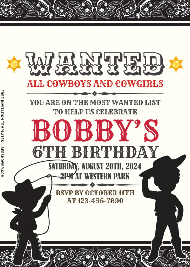 8+ Wanted Poster Cowboy Birthday Invitation Templates
