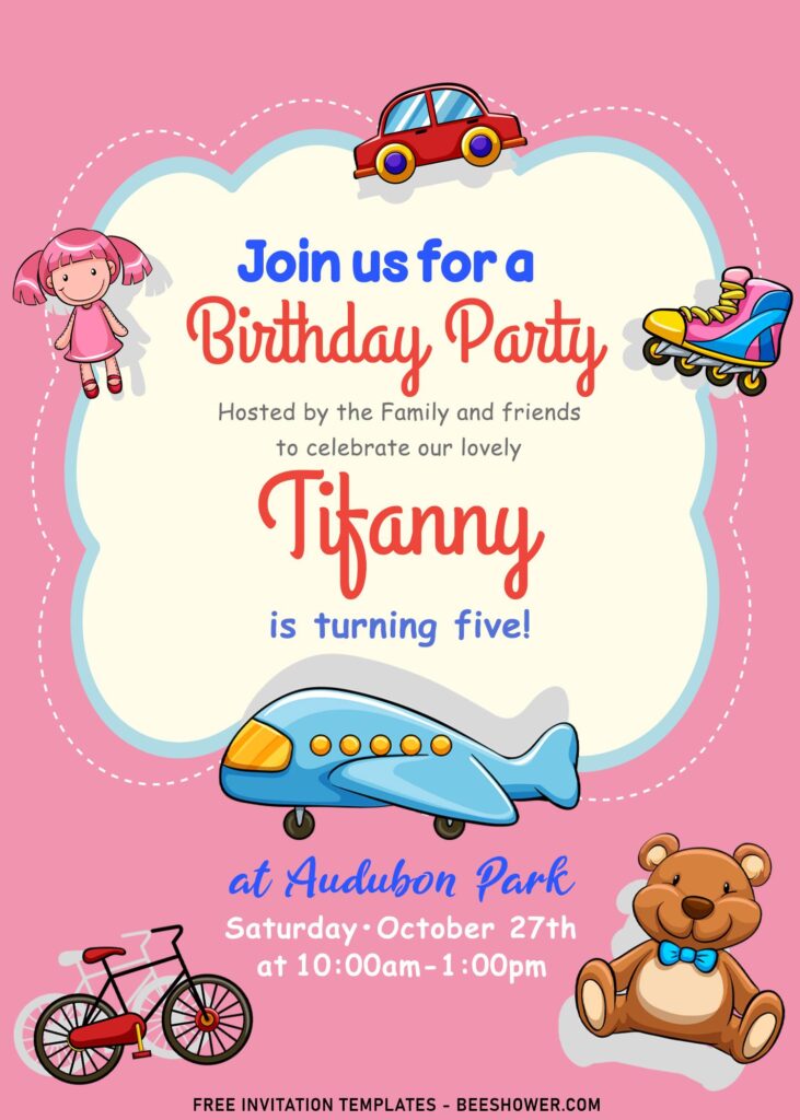10+ Lovely Adorable Toys Kids Birthday Invitation Templates
