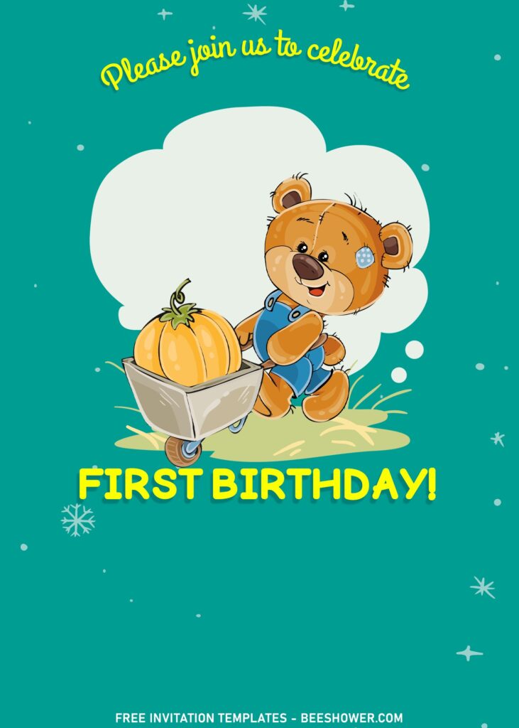 10+ Teddy Bear Cartoon Cute And Simple Birthday Invitation Templates with cute pumpkin carving