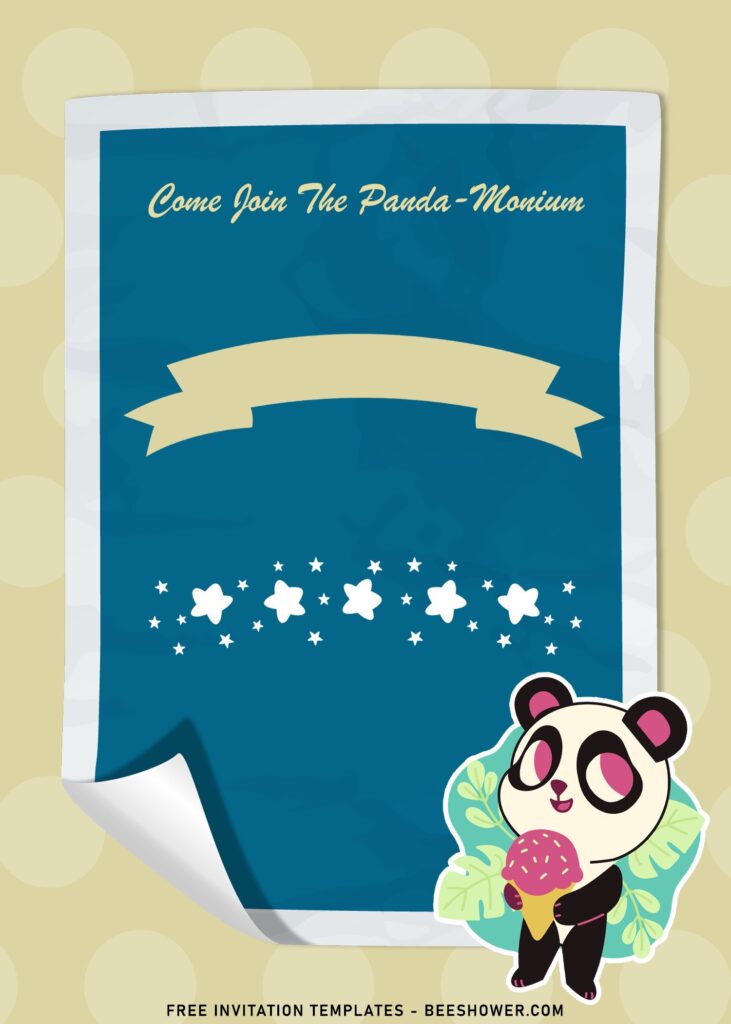 10+ Adorable Pandamonium Birthday Invitation Templates with adorable panda eating ice cream