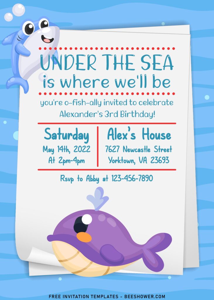 10+ Cute Variety Of Fish Under The Sea Themed Birthday Invitation Templates