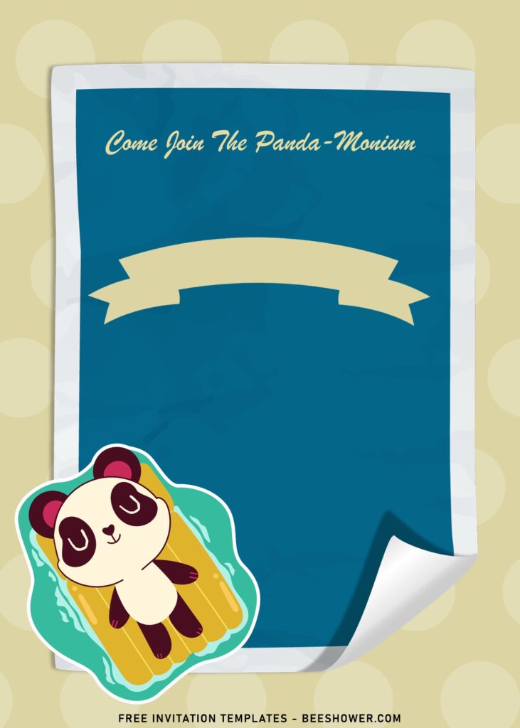 10+ Adorable Pandamonium Birthday Invitation Templates with panda on a pool