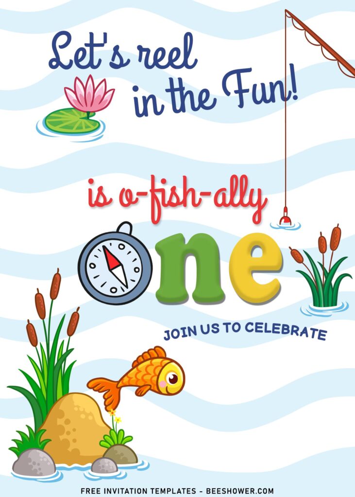 10+ Funny Fishing Themed Birthday Invitation Templates For All Ages with fishing rod