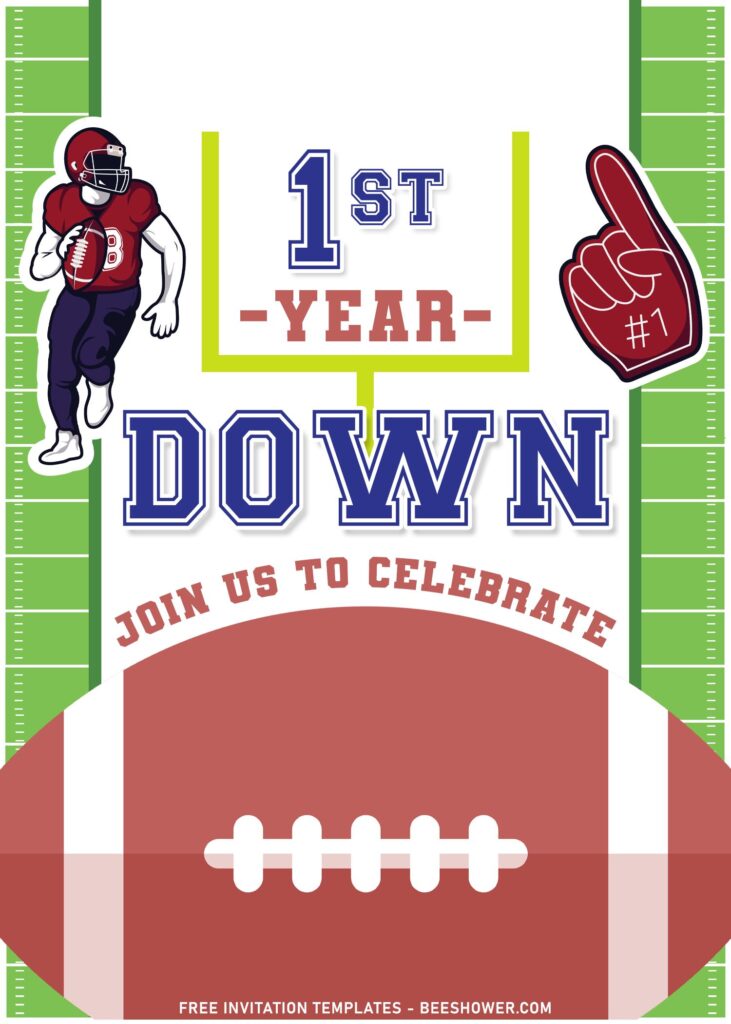 10+ MVP First Year Down Football 1st Birthday Invitation Templates with Football Glove