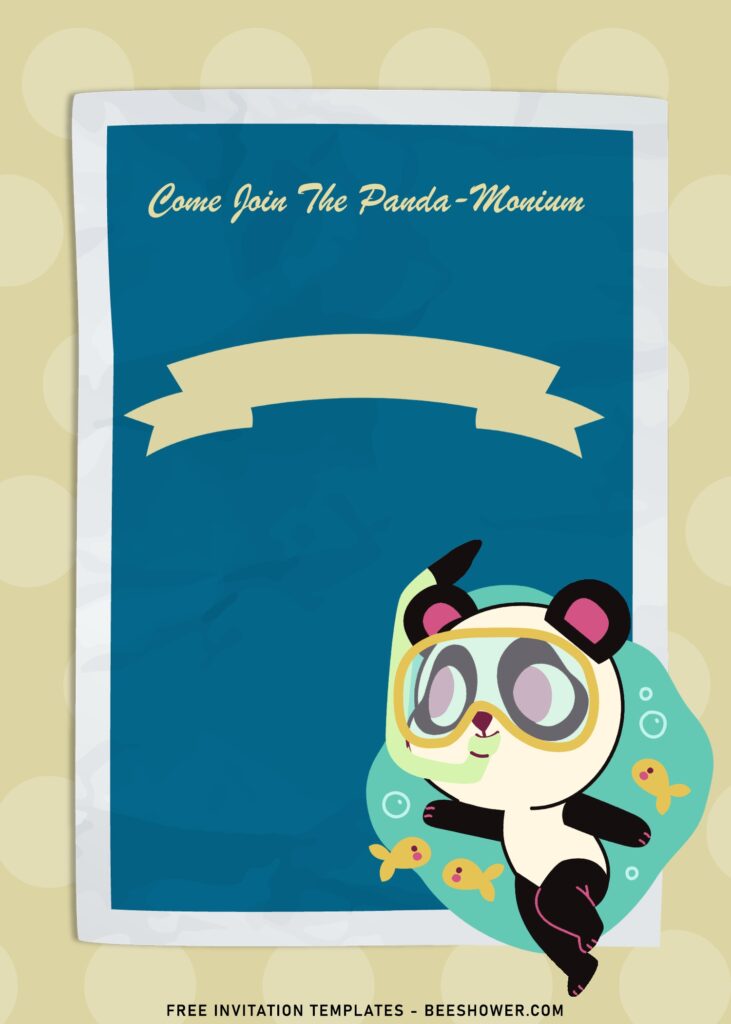 10+ Adorable Pandamonium Birthday Invitation Templates with cute baby girl panda swimming