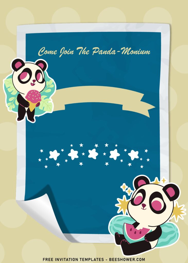 10+ Adorable Pandamonium Birthday Invitation Templates with cute polka dot background
