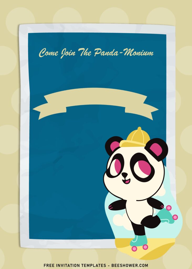 10+ Adorable Pandamonium Birthday Invitation Templates with rollerskating panda