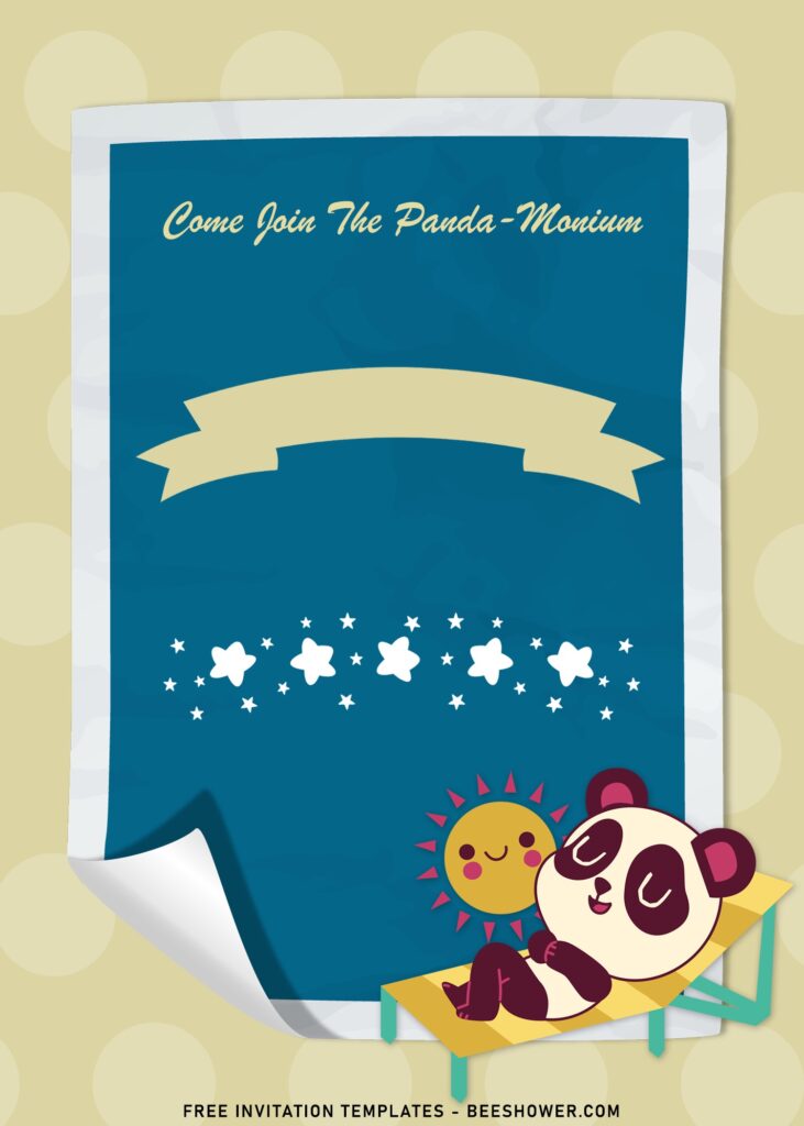 10+ Adorable Pandamonium Birthday Invitation Templates with baby panda tanning at beach