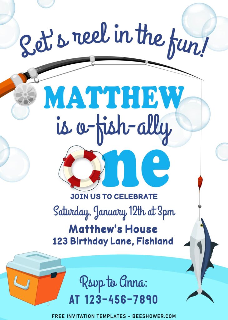 10+ Lovely Reel In The Fun Fishing Theme Birthday Invitation Templates