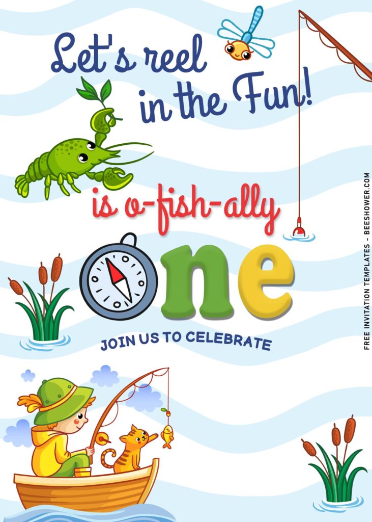 10+ Funny Fishing Themed Birthday Invitation Templates For All Ages with fishing boat