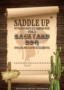 7+ Rustic Wooden Wild West Cowboy Birthday Invitation Templates with desert cactus
