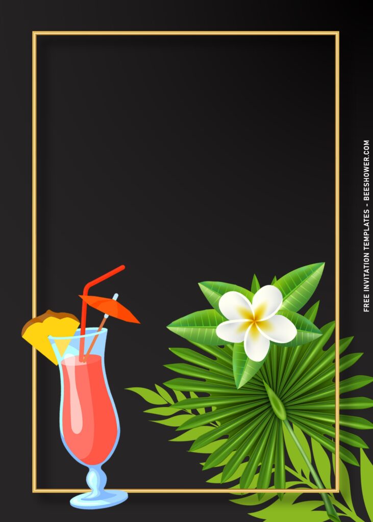 9+ Hawaiian Luau Summer Beach Party Invitation Templates with glass of cocktail