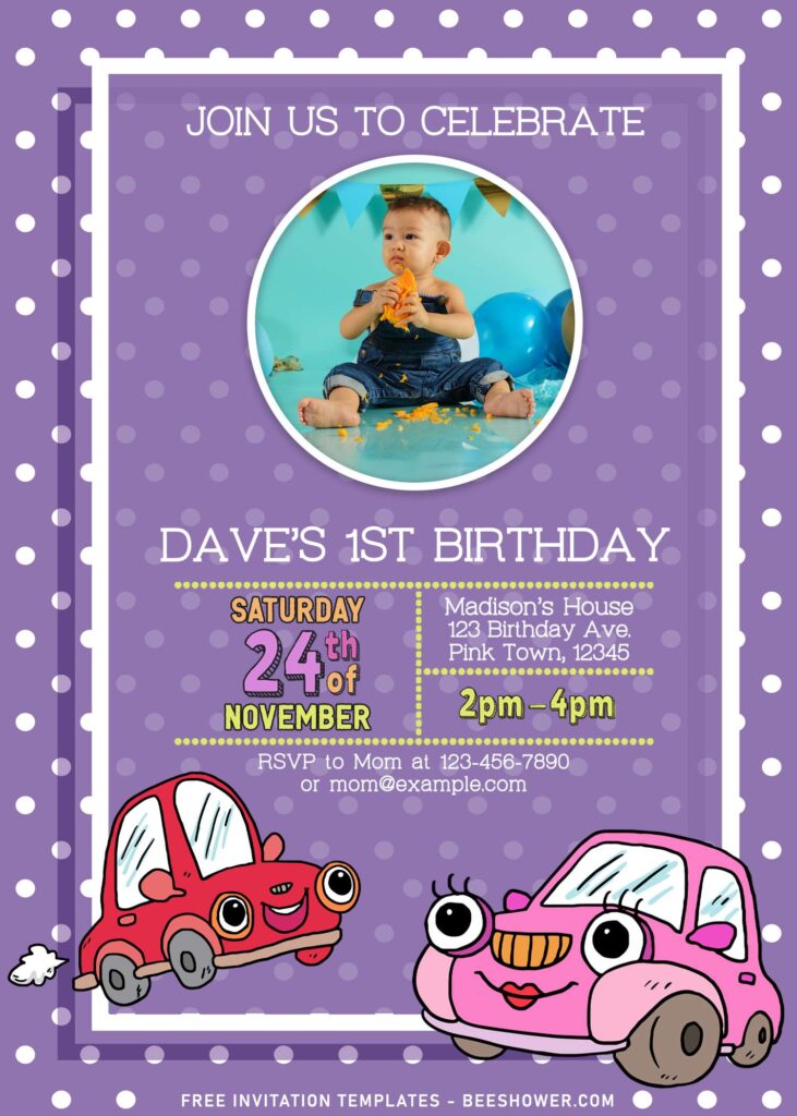 9+ Pink Girls Birthday Invitation Templates With Adorable Cars