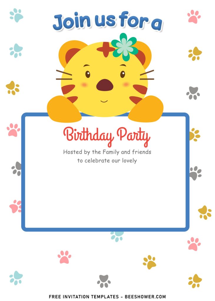 9+ Lovable Party Animals  Birthday Invitation Templates with adorable baby tiger
