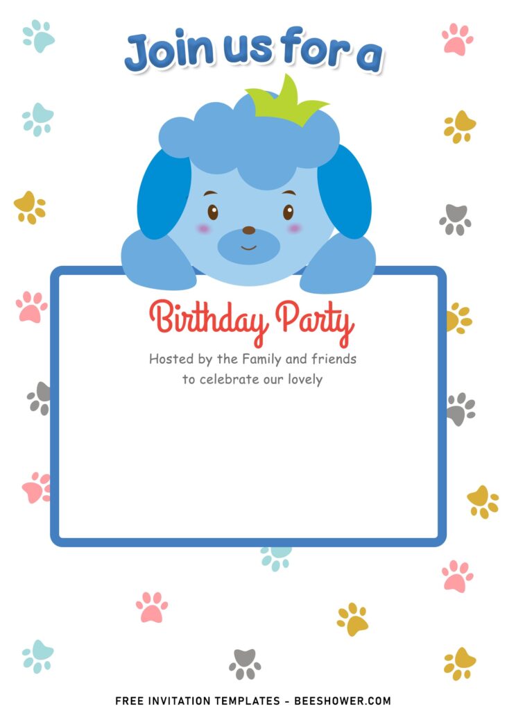 9+ Lovable Party Animals  Birthday Invitation Templates with adorable baby fully haired puppy