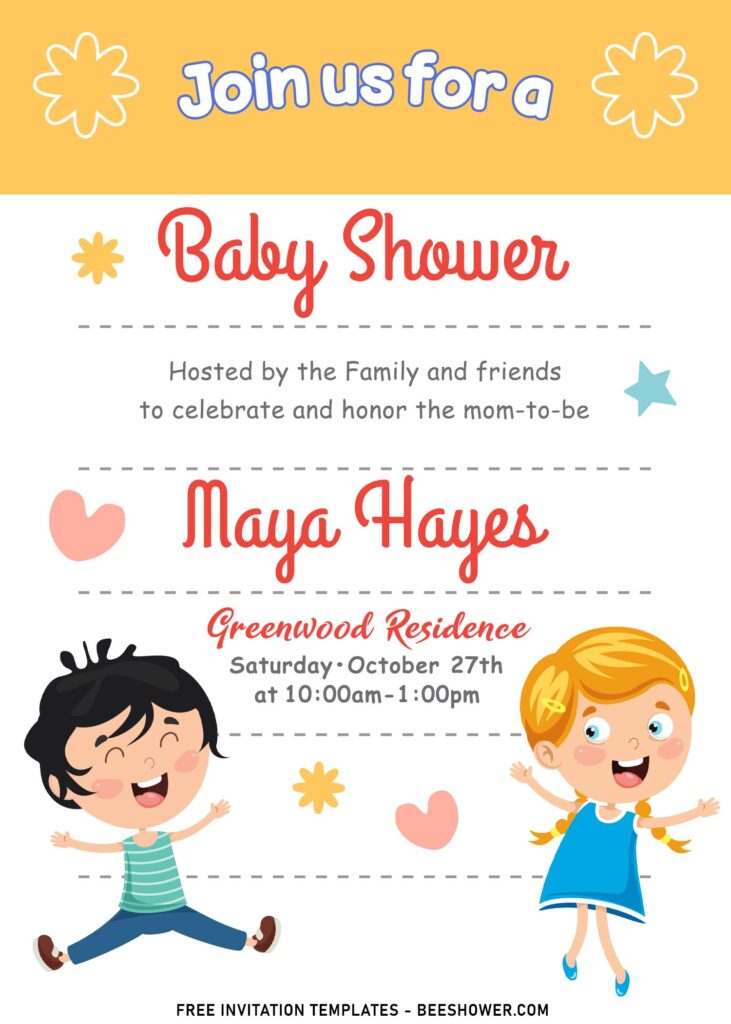 9+ Lovely Playing Kids Baby Shower Invitation Templates