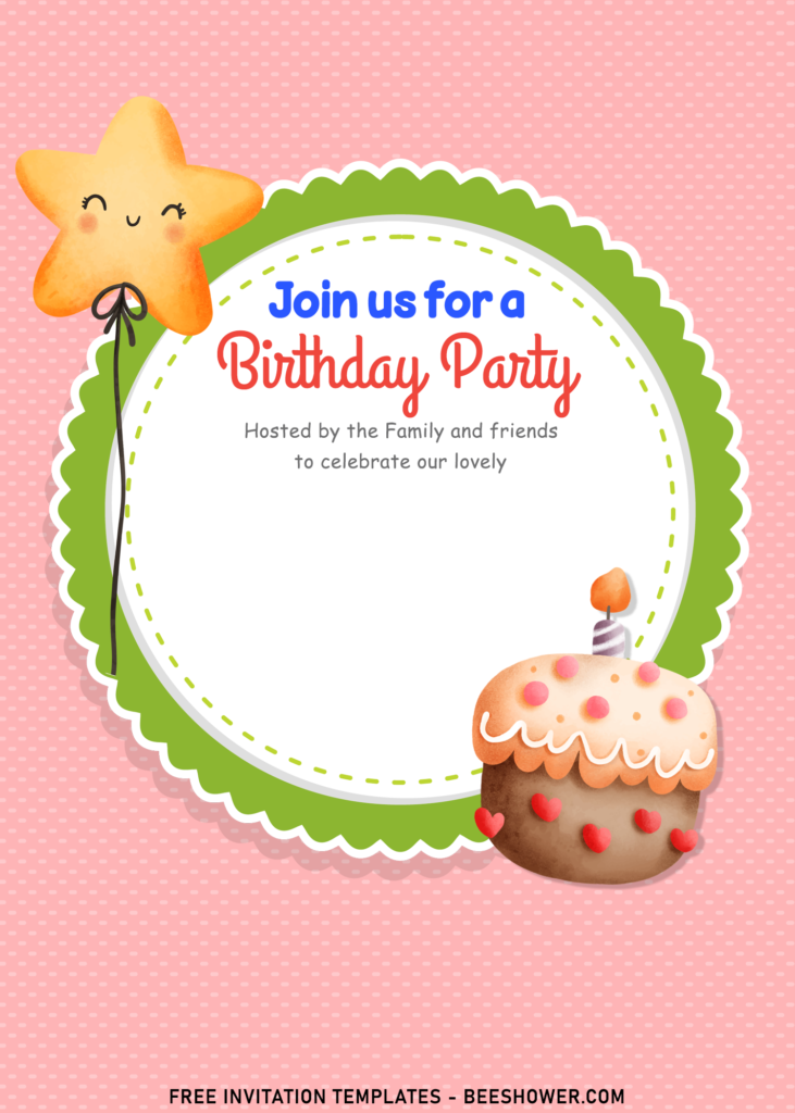 10+ Cute Pink Moo Moo Cow Birthday Invitation Templates with birthday cake