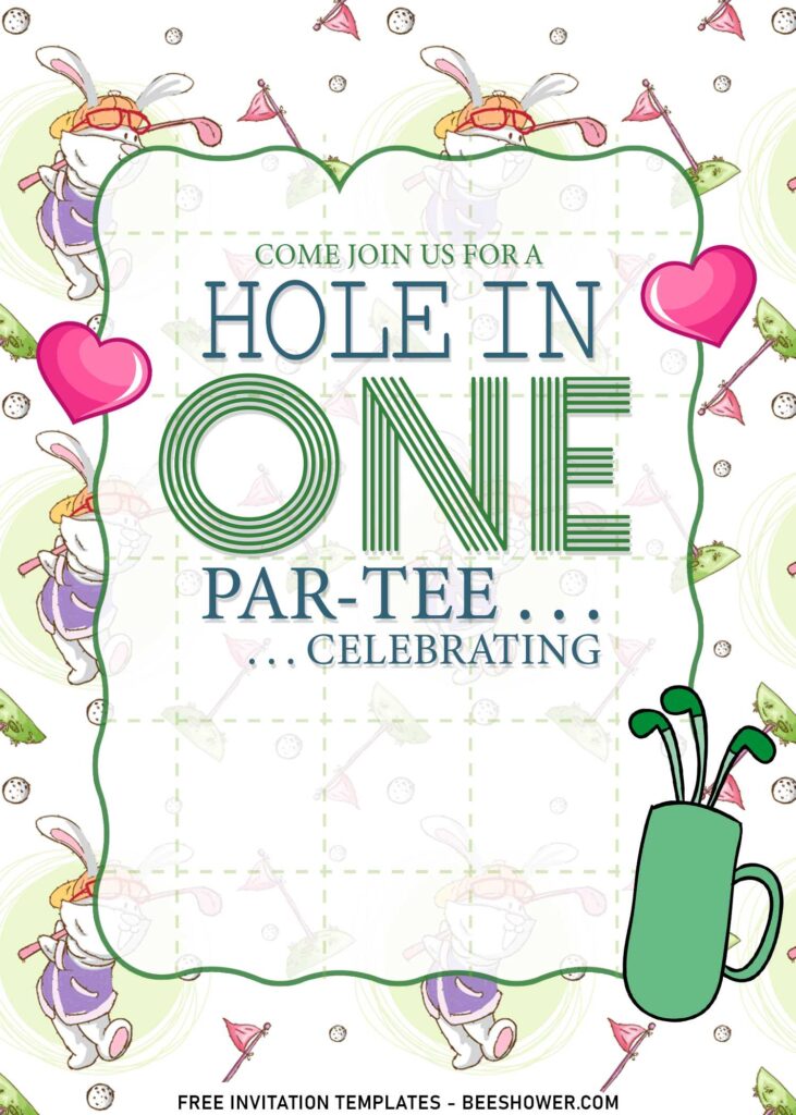 9+ Cute Golf Par-Tee First Birthday Invitation Templates with Golf Cart bag