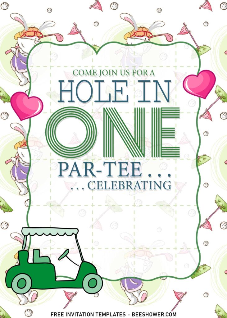 9+ Cute Golf Par-Tee First Birthday Invitation Templates with Golf Cart