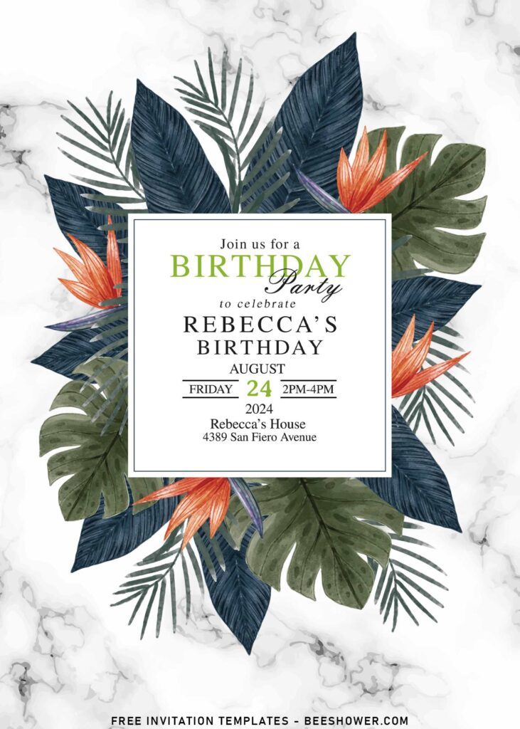 7+ Best Summer Birthday Invitation Templates With Stunning Greenery Leaves