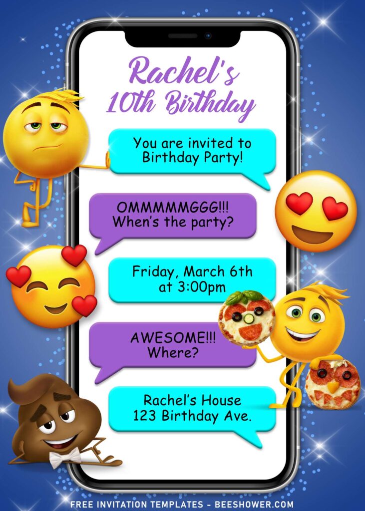 10+ Cute Smiler And Jailbreak Emoji Movie Birthday Invitation Templates