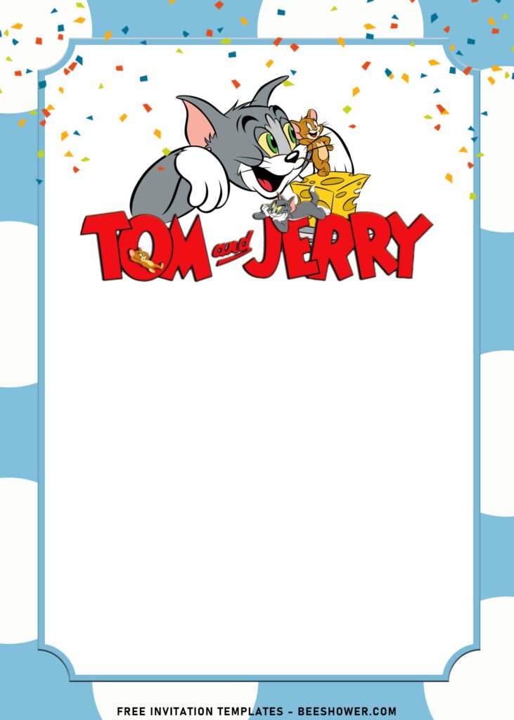 10+ Cutest Tom And Jerry Birthday Invitation Templates with cute Tom and Jerry is eating cheese
