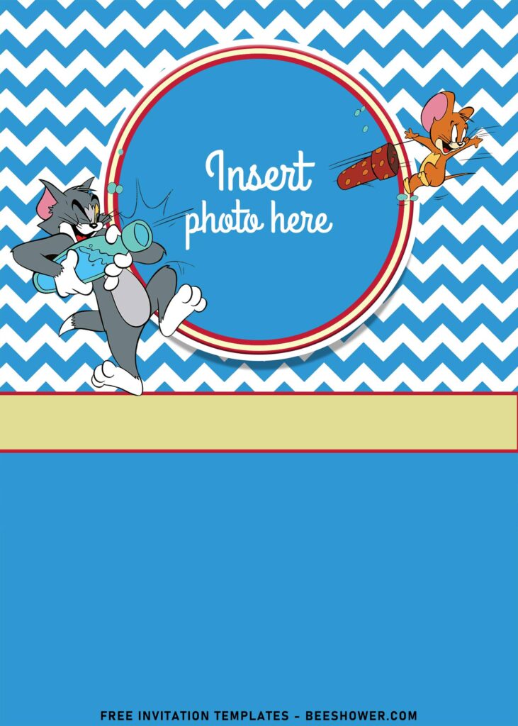 10+ The Naughty Cute Tom And Jerry Birthday Invitation Templates with picture and photo frame