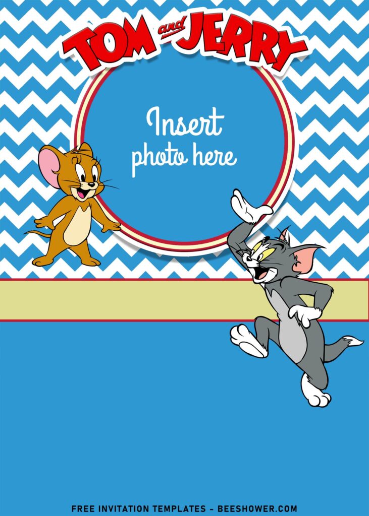 10+ The Naughty Cute Tom And Jerry Birthday Invitation Templates with adorable Tom and Jerry dancing