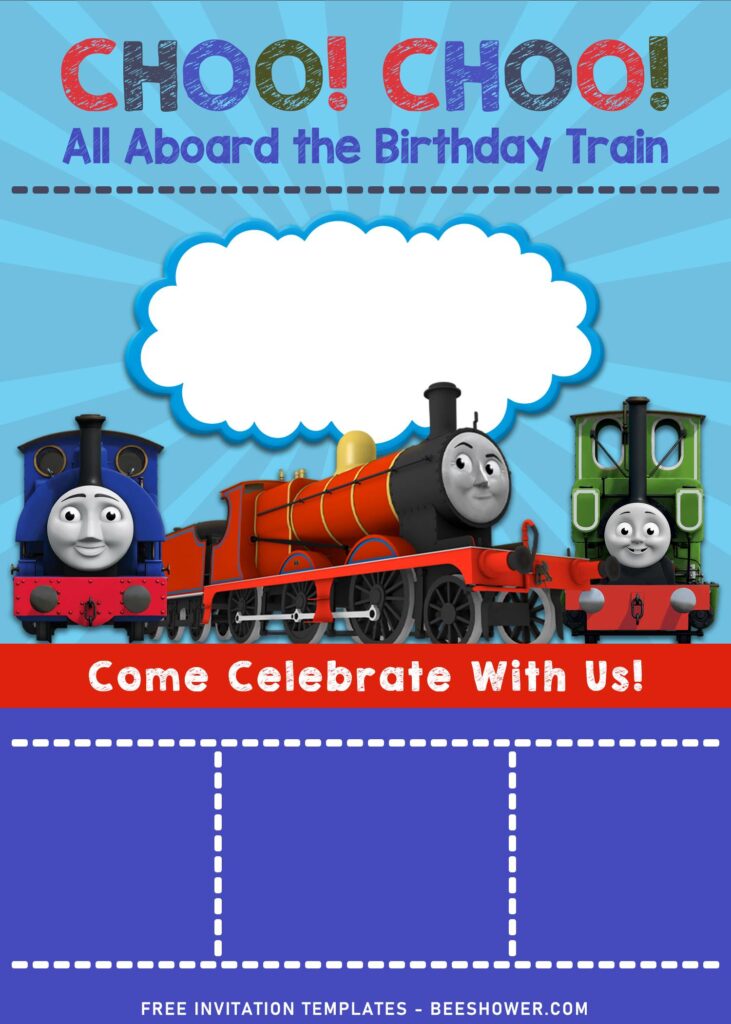 10+ Adorable Custom Thomas & Friends Themed Birthday Invitation Templates with colorful design