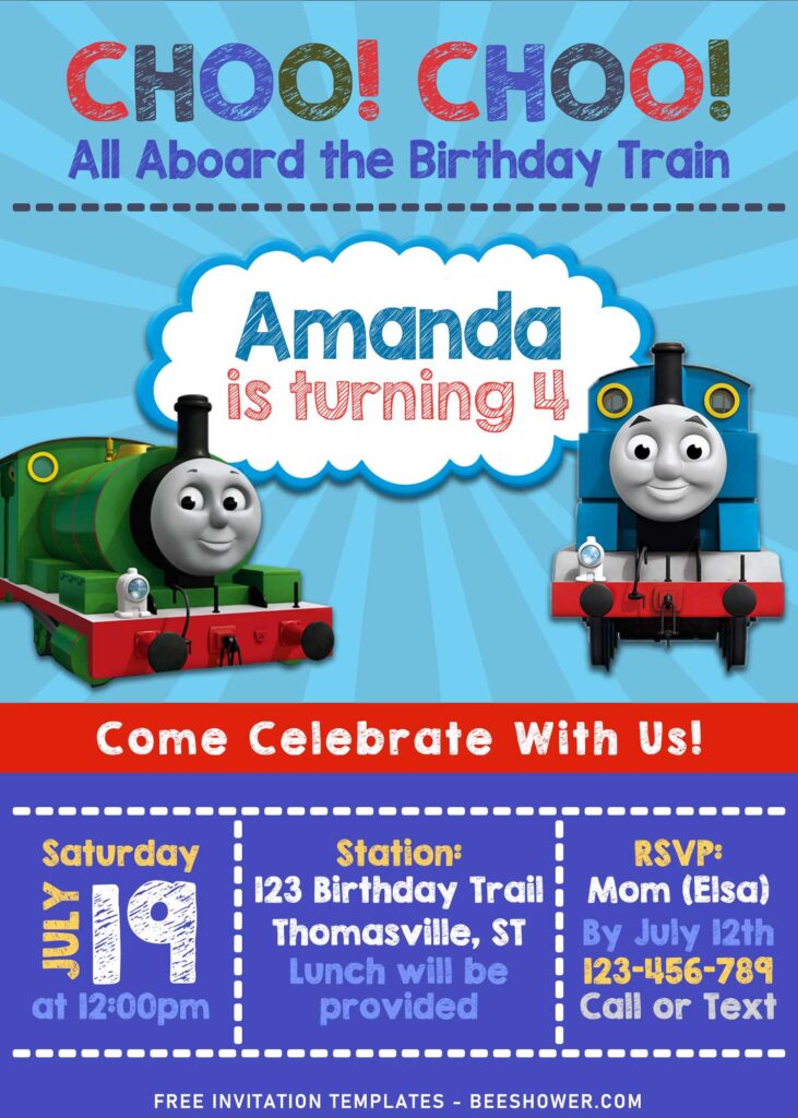 10+ Adorable Custom Thomas & Friends Themed Birthday Invitation Templates