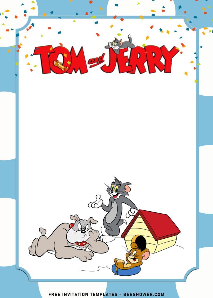 10+ Cutest Tom And Jerry Birthday Invitation Templates with adorable Spike the dog