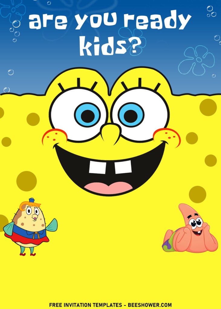 11+ Cartoon Cute SpongeBob Birthday Invitation Templates with Mrs. Puff and Patrick Star