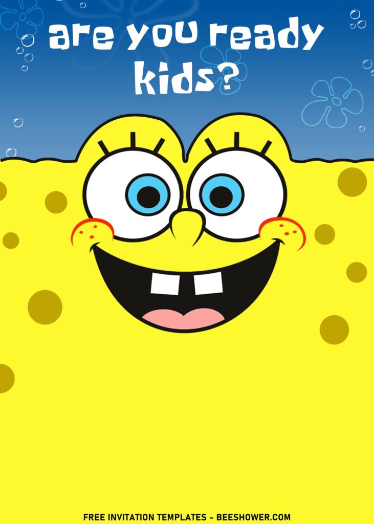 11+ Cartoon Cute SpongeBob Birthday Invitation Templates with SpongeBob Background