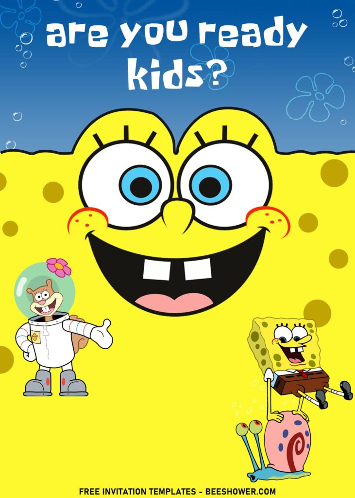 11+ Cartoon Cute SpongeBob Birthday Invitation Templates with Sandy Cheeks