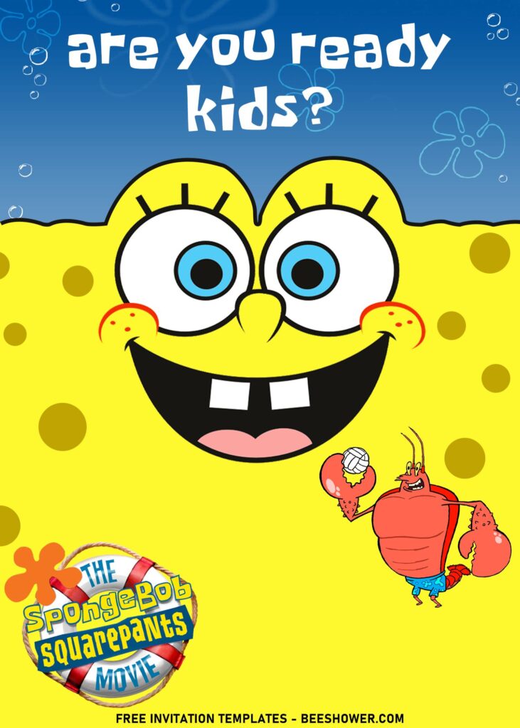 11+ Cartoon Cute SpongeBob Birthday Invitation Templates with Larry The Lobster