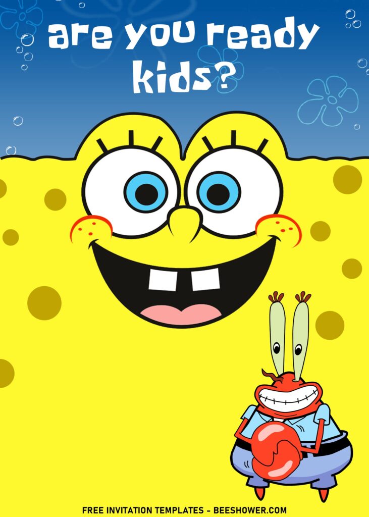 11+ Cartoon Cute SpongeBob Birthday Invitation Templates with 