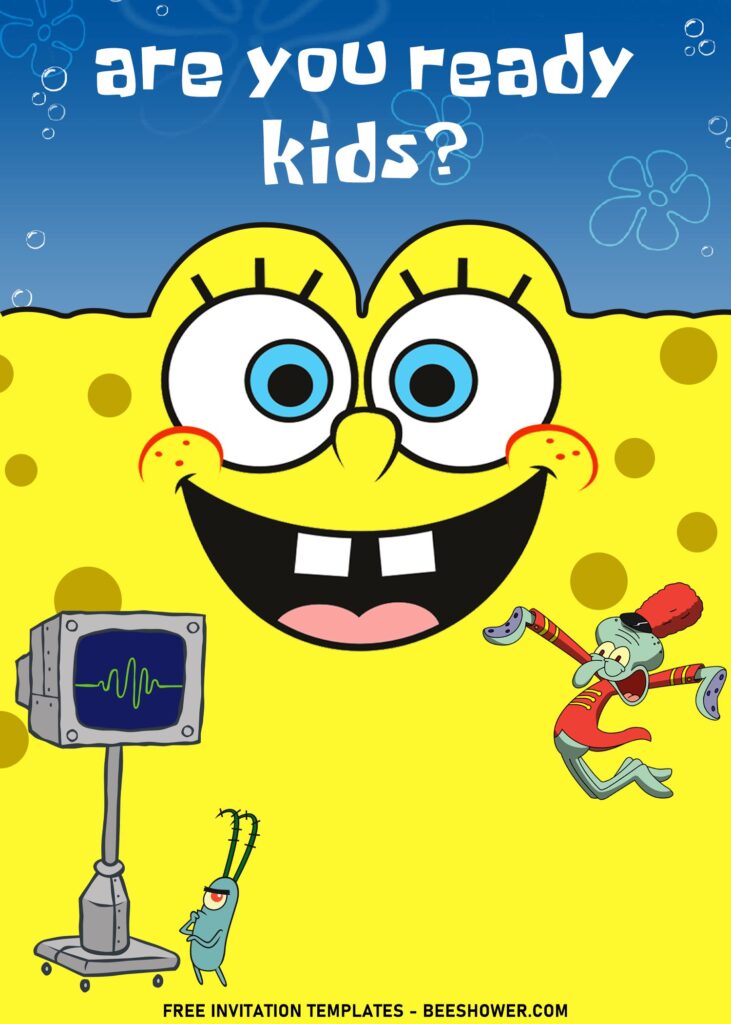 11+ Cartoon Cute SpongeBob Birthday Invitation Templates with Plankton