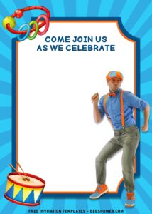 7+ Endearing Blippi Kids Birthday Party Invitation Templates with adorable kids drum